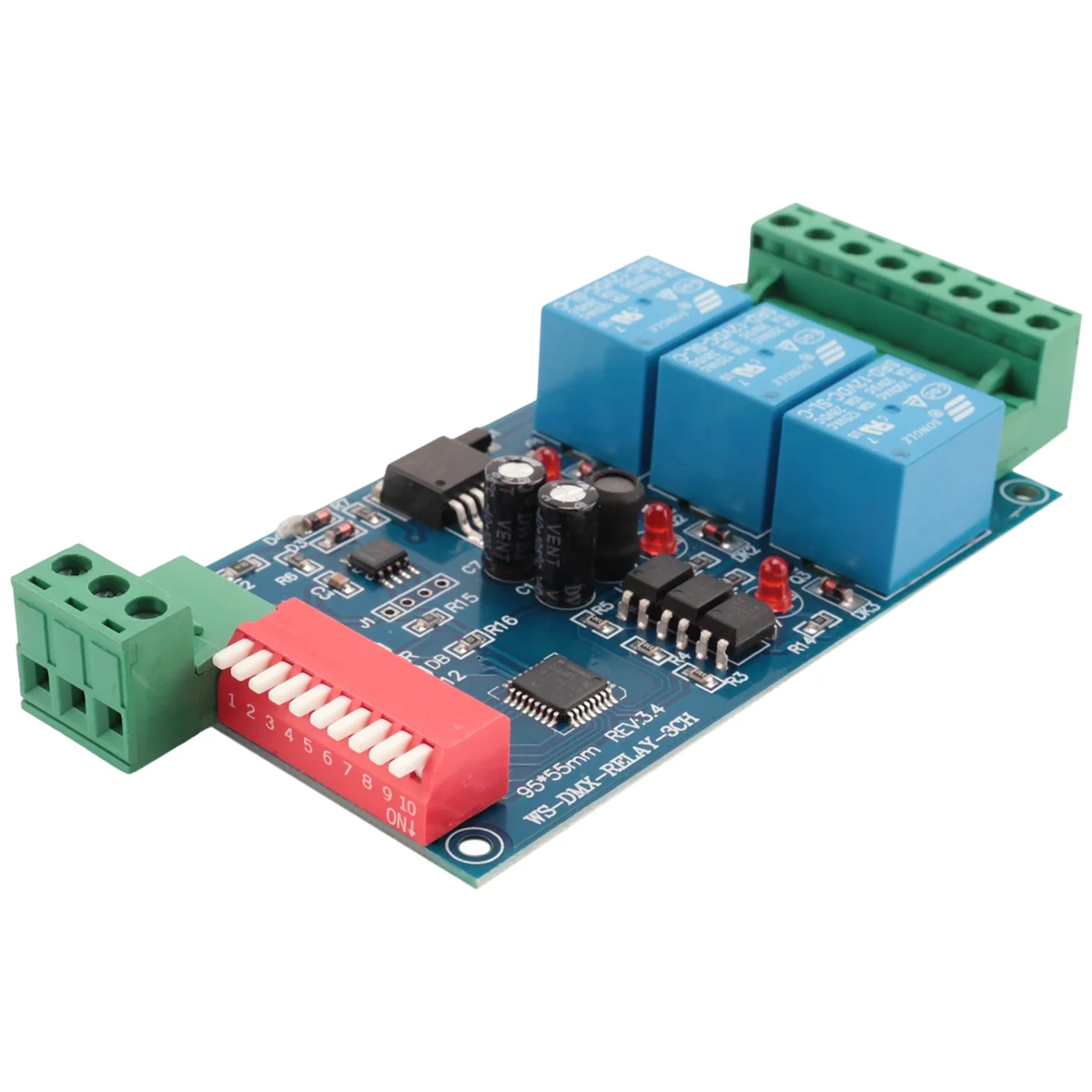 3-kanałowe wyjście przekaźników DMX 512, płytka kontrolera LED Dmx512, dekoder LED DMX512, kontroler przełącznika przekaźnika