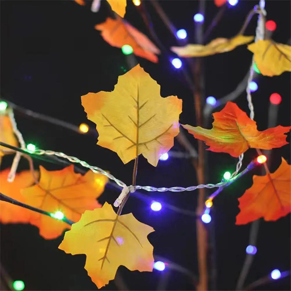 0.5W Artificial Maple Leaves LED String LED Fairy String Light Thanksgiving Halloween Christmas Decorations Lantern String