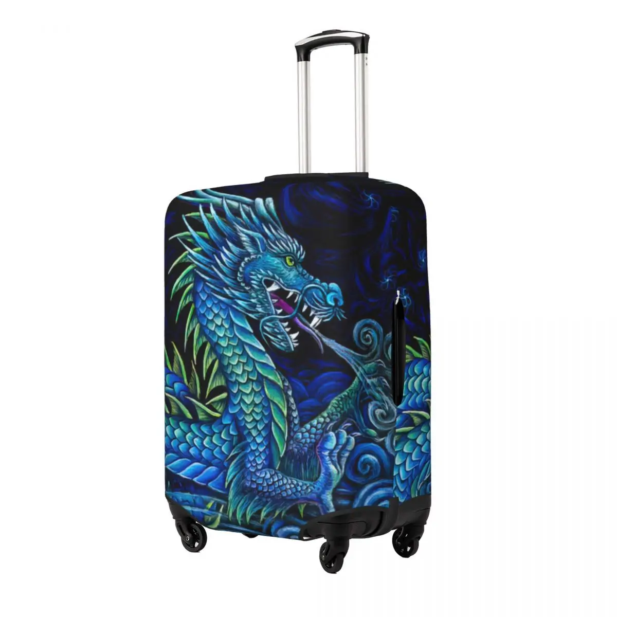 Azure Dragon Print Luggage Protective Dust Covers Elastic Waterproof 18-32inch Suitcase Cover Travel Accessories