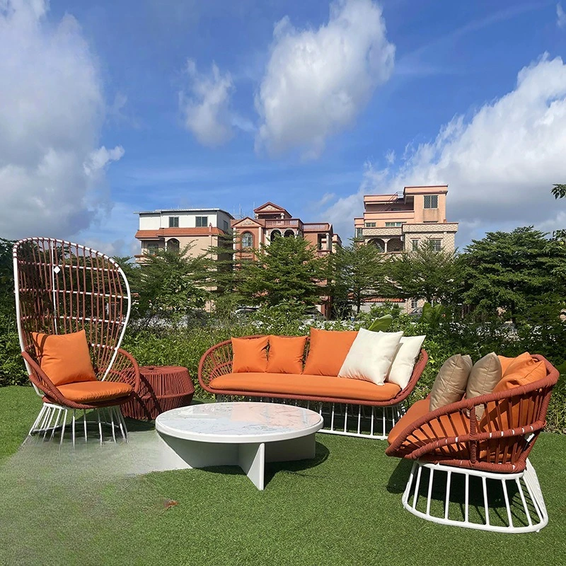 Customizable Nordic outdoor furniture villa rattan sofa outdoor open-air bed and breakfast coffee table