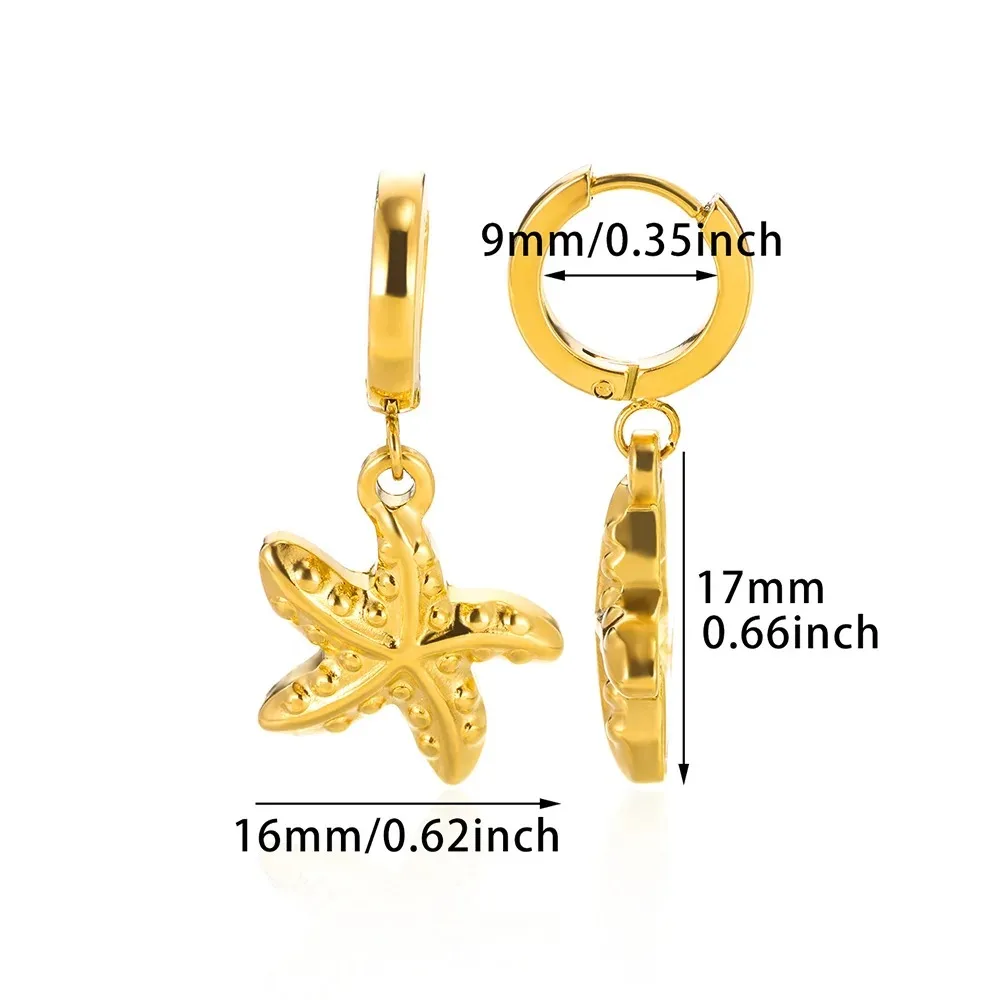 Vintage Zomer Zeester Rvs Stud Oorbellen Voor Vrouwen Eenvoudige Ster Shell Oorbellen Stud Oceaan Partij Sieraden Gift 2025