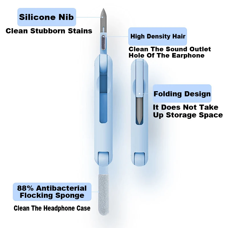 مجموعات تنظيف لوحة المفاتيح 7 في 1، قلم تنظيف سماعات الرأس، قلم تنظيف شاشة الكمبيوتر المحمول، مجموعة تنظيف سماعات الأذن بلوتوث