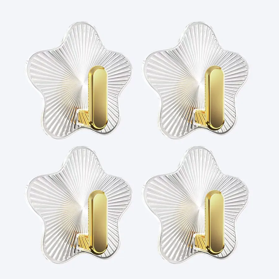 Dekorative Haken, Selbstklebende Kleine Goldene Stern-Wandhaken, Sternförmige Transparente Schlüsselhaken, Badezimmer-Küchen-Klebehaken