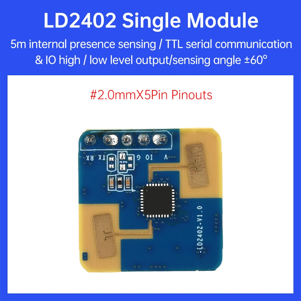 HLK-LD2402 24G وحدة كشف وجود جسم الإنسان الساكنة 7 متر ملليمتر موجة الاستشعار وحدة الرادار أجهزة استشعار جسم الإنسان الذكية