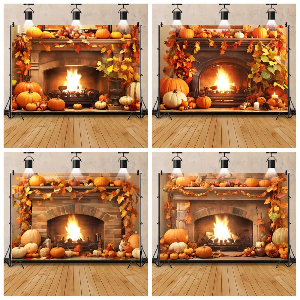 Kürbis Herd Fotografie Hintergrund Herbst Thema Ahorn Blätter Hintergrund Thanksgiving Party Dekorationen Fotografie Zubehör