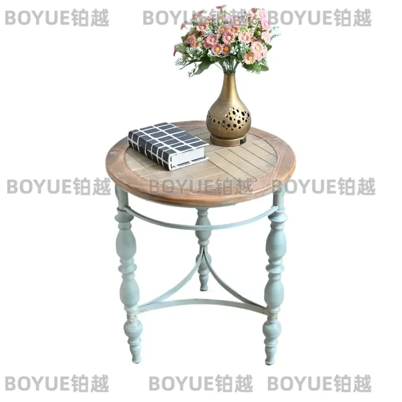 for INNOVA Rustic Wood Carved Round Coffee Table Antique Shabby Chic Side Corner Table with Removable Legs