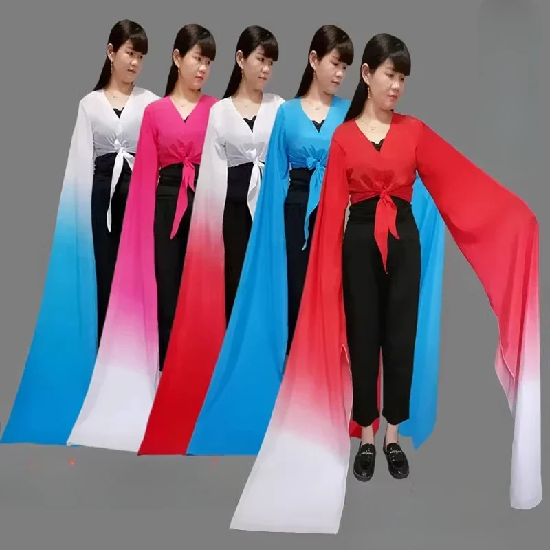 أكمام مائية ملابس الرقص الكلاسيكي ملابس الرقص الشعبية امرأة الوطنية يانغكو ملابس رقص مرحلة الأداء الزي ملابس هانفو