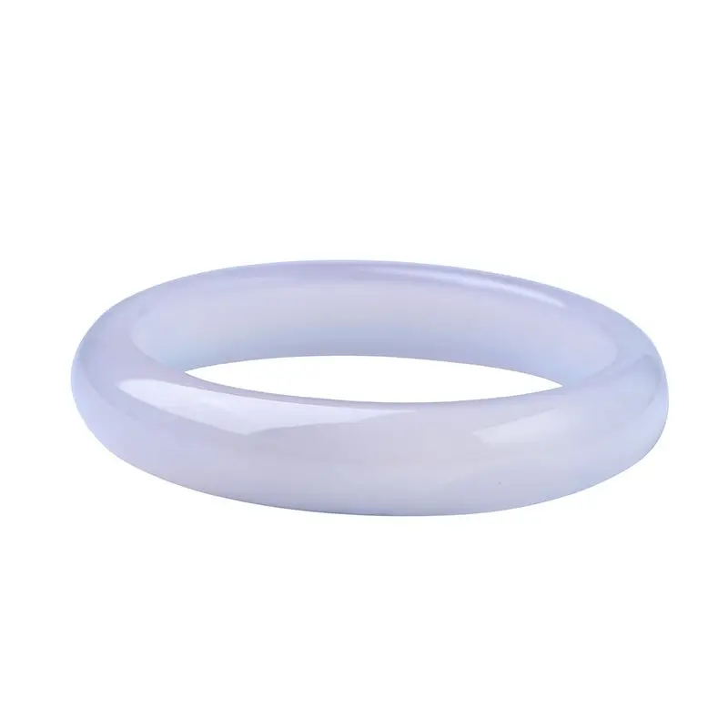 High ice violet chalcedony agate bracelet narrow strip lavender women's round strip fat round strip jade bracelet