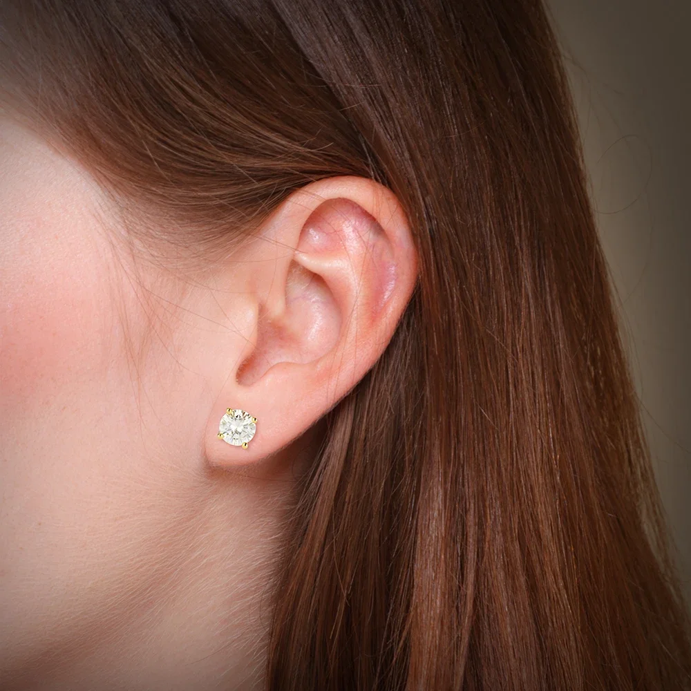 

Круглые серьги 7,5 мм с покрытием из 14-каратного золота, серьги с муассанитом, серебряные серьги S925 для женщин, помолвка с сертификатом Gra, новинка 2025 г.