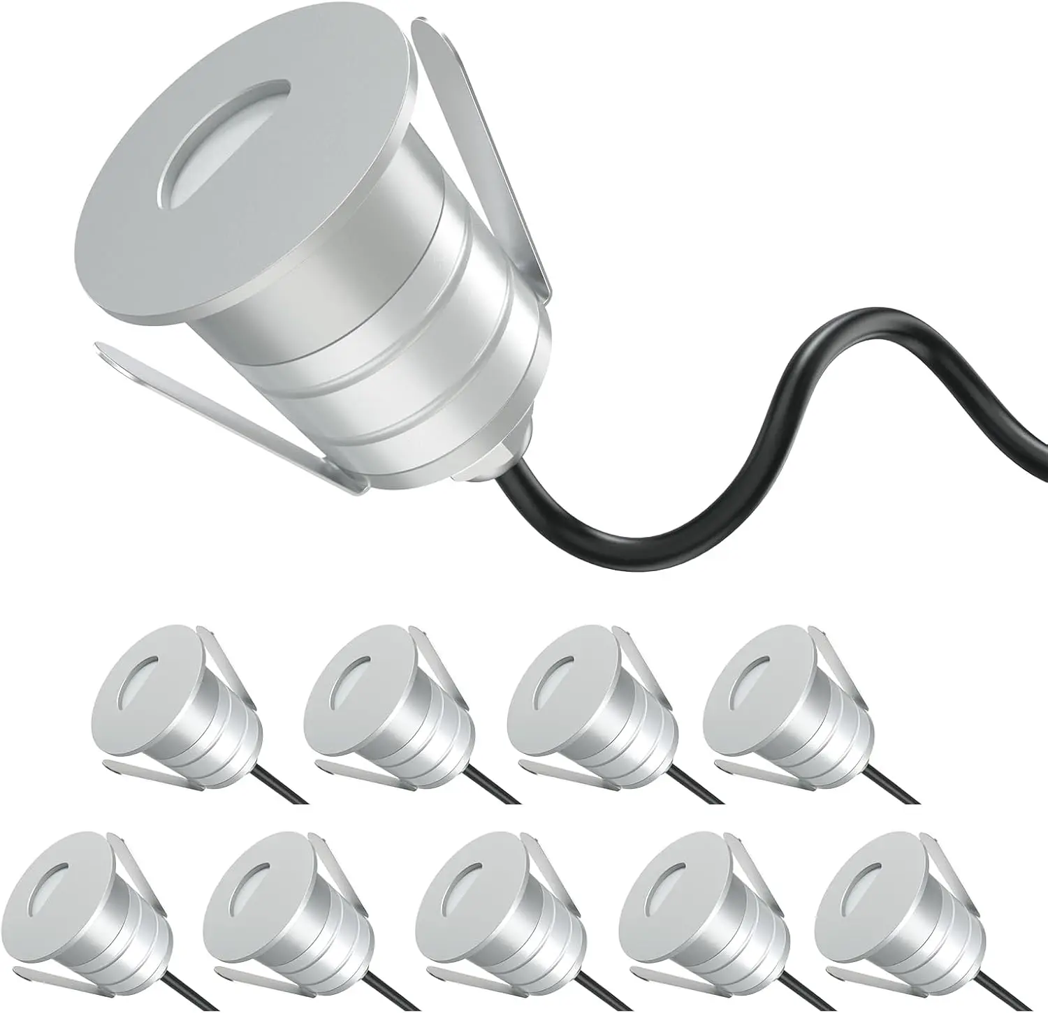 Recessed LED Step Light 1W 10Packs Mini Deck Lights, 12V DC Low Voltage In Ground Light IP67 Stair for Garden Lawn Yard Patio