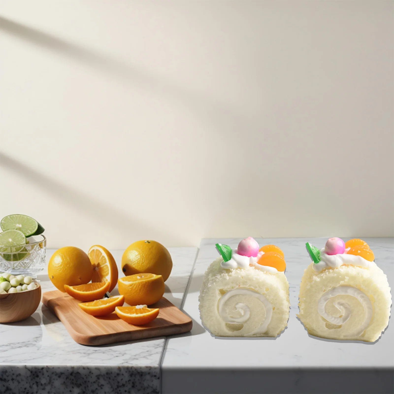 كعكة الزخرفية 2.95*1.57*2.36 بوصة محاكاة كعكة وهمية الفاكهة الخبز الملونة تصميم ديكور الثلاجة المنزلية