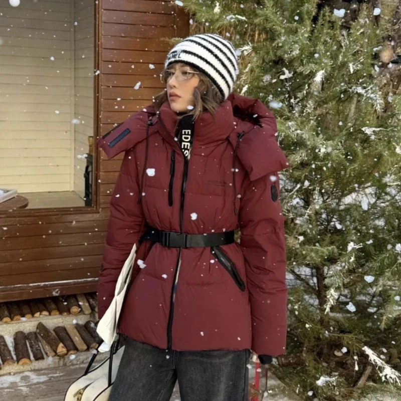Mulheres pato branco para baixo solto quente parker inverno puff com capuz jaqueta outwears feminino engrossar zíper à prova dwaterproof água jaquetas fofas