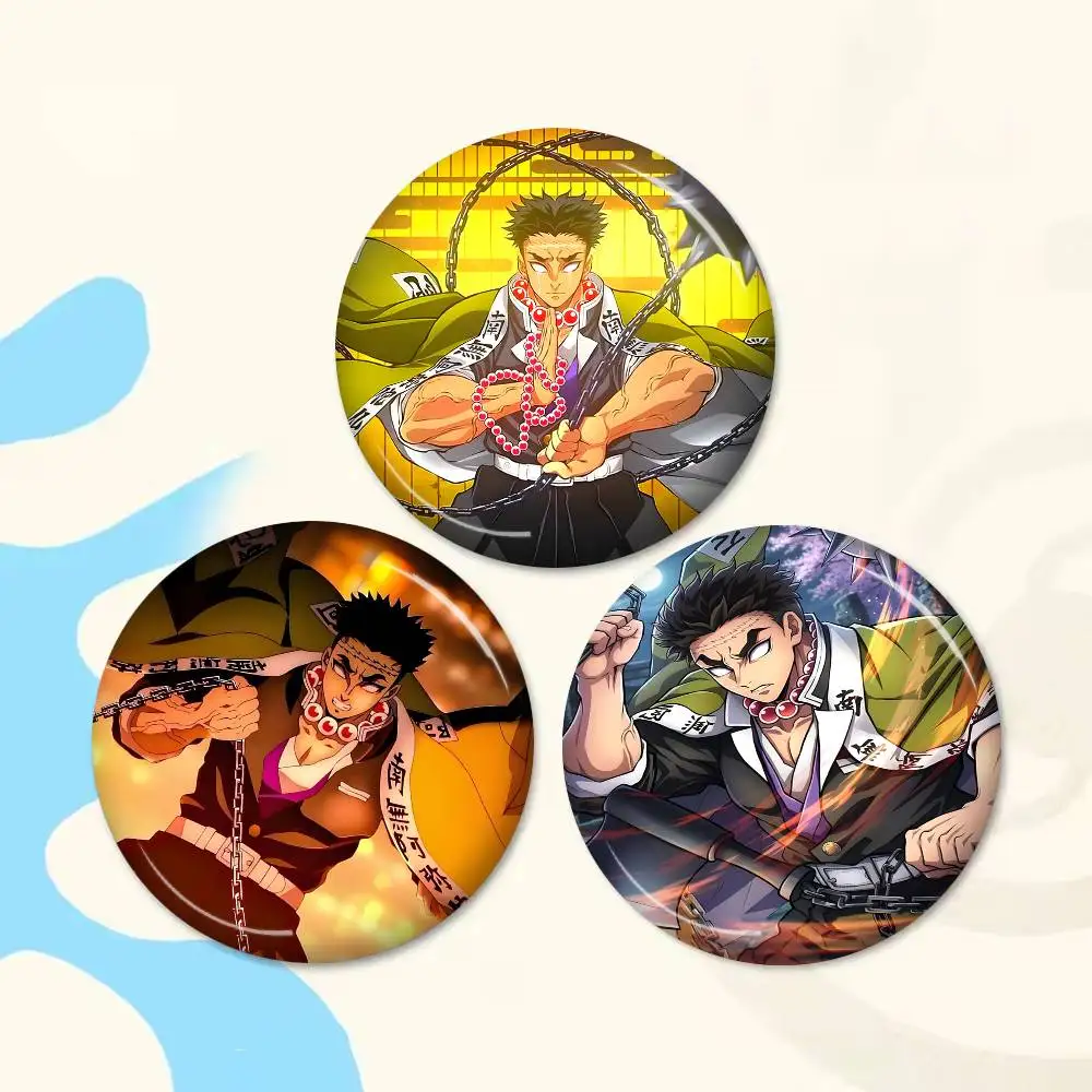Gyomei Himejima 32/44/58mm Handmade Pin Round Funny Snap-in Brooches for Backpack Cothes Accessories Badge Hat Decoration