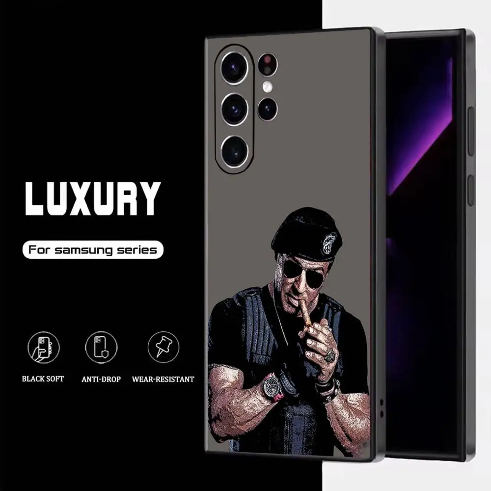 حافظة هاتف جون رامبو لهاتف سامسونج S25، S24، S23، S22، S21، S20، S10، Ultra، Plus، Lite، FE، غطاء أسود من السيليكون الناعم #6