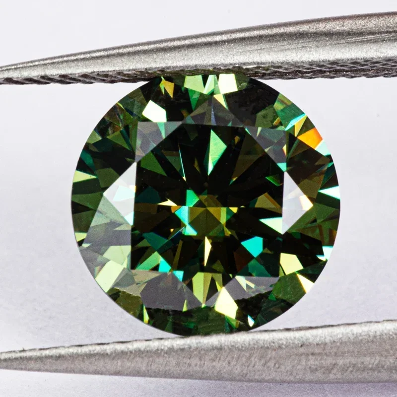 Moissanite Round Cut VVS1 Yellow Green Color Top Quality with GRA Certificate for Charms Beads Jewelry Making Necklace Materials