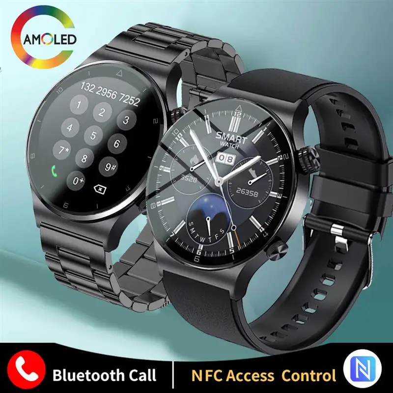 Top! LIGE 2022 NFC Smart Watch Men Bluetooth Call Smartwatch AMOLED 454*454 Screen Android IOS Sports Fitness Watches Free