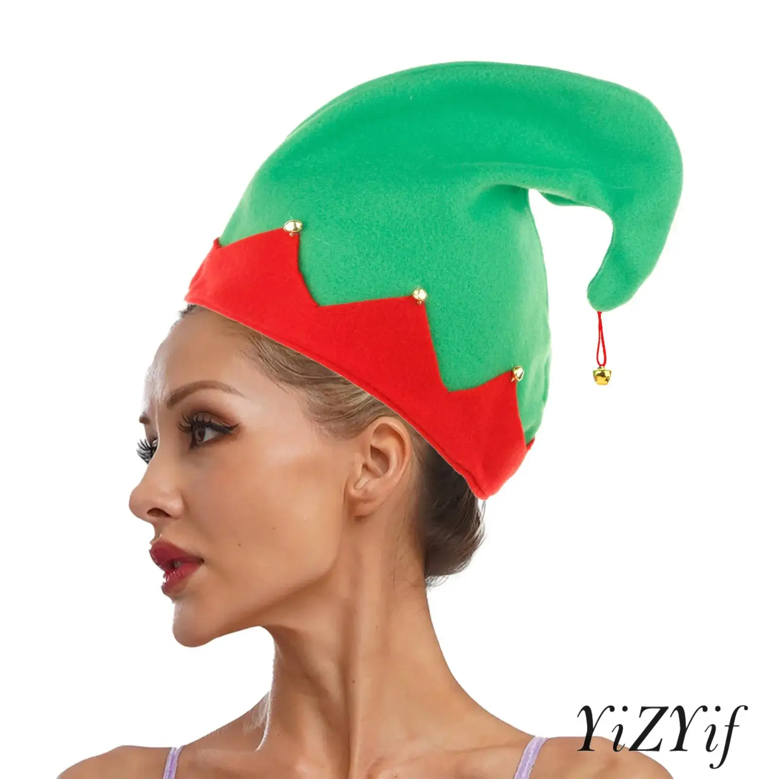 

Unisex 1Pc Christmas Elf Hat Bells Xmas Holiday Party Costume Favors Accessories for Adults Christmas Dress Up Hats