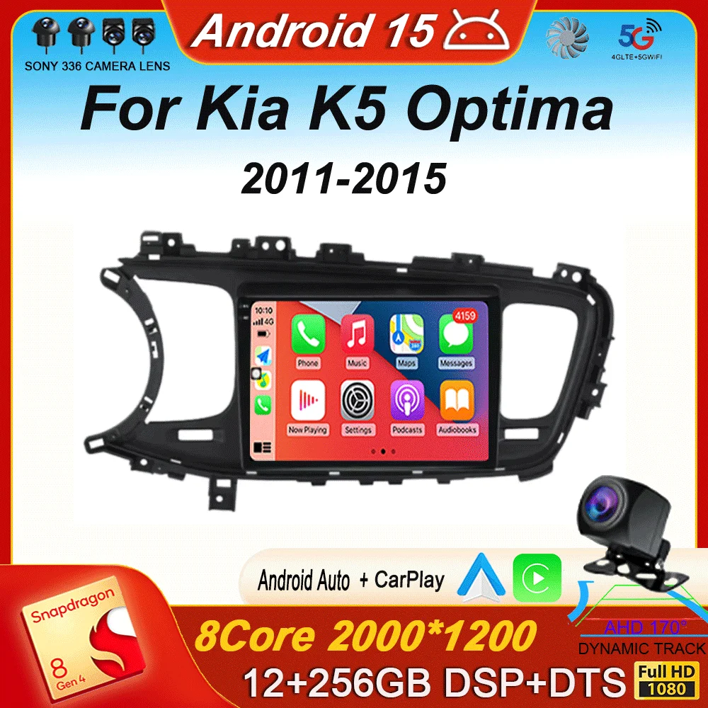

Carplay Auto Car Radio For Kia K5 Optima 2011 2012 2013 2014 2015 4G Multimedia Android 15 Video Player Navigation GPS Head Unit