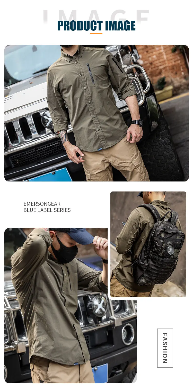 Emersongear Blue Label Triple Tech Tac-Shirt Langarmshirts Herren Pendler T-Shirt Outdoor Angeln Jagd Wandern KH Nylon – Detail 9