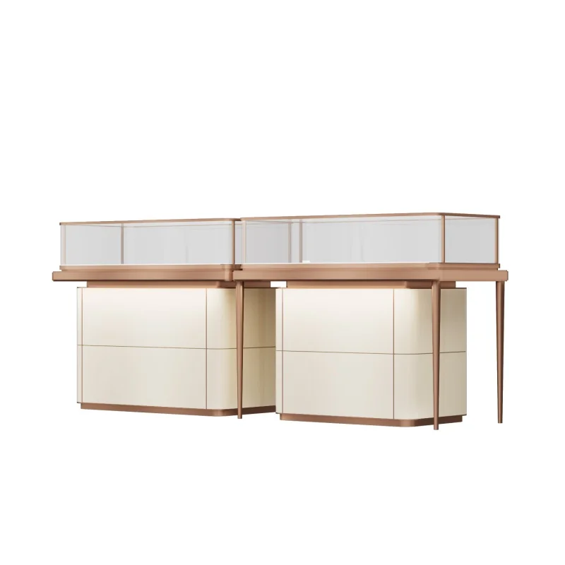 Custom. cabinet luxury storage shop set counter top Glass fashion jewelry display showcase for showcase jewelry tray