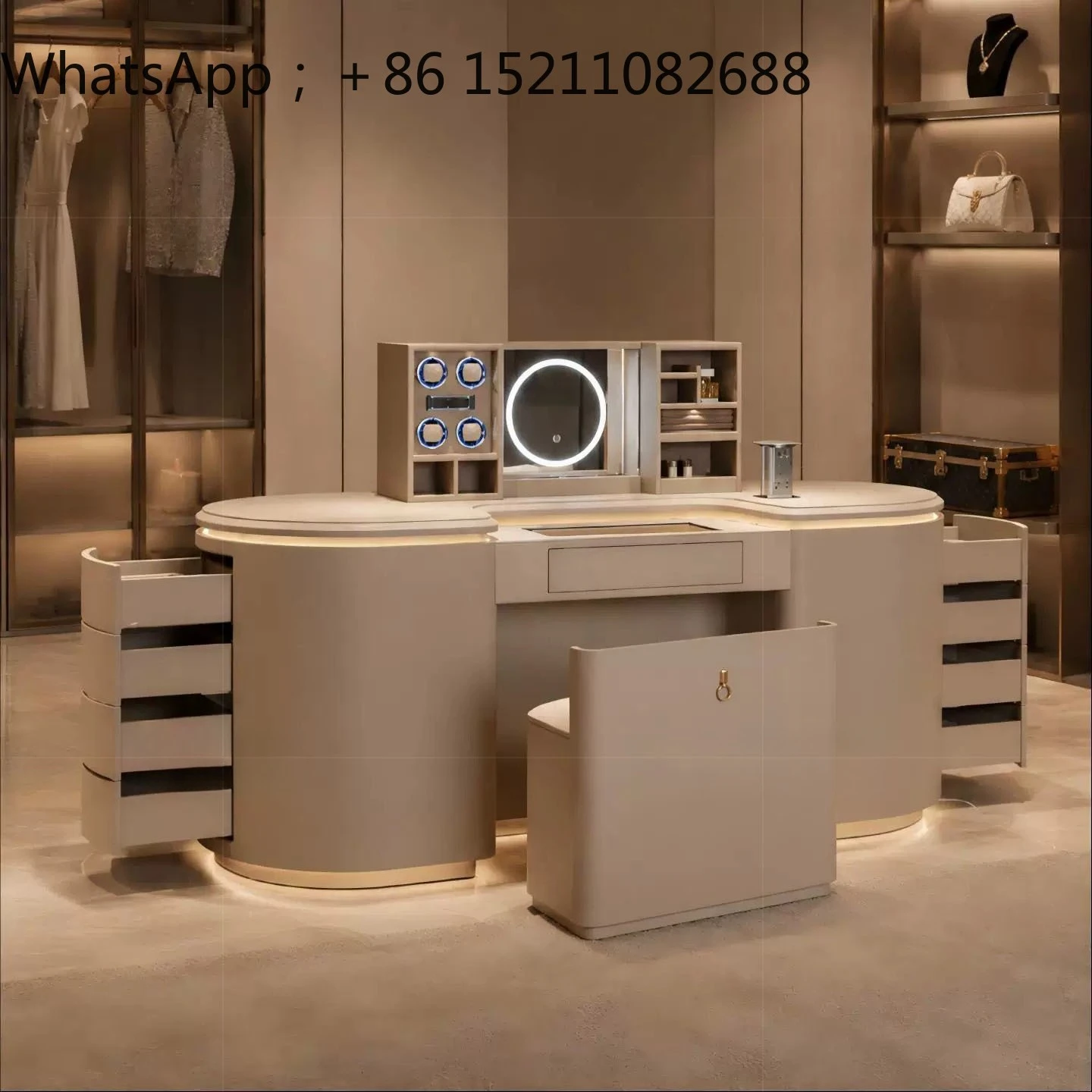 SCY light luxury smart dresser modern villa high-end bedroom automatic lifting integrated dresser with mirror