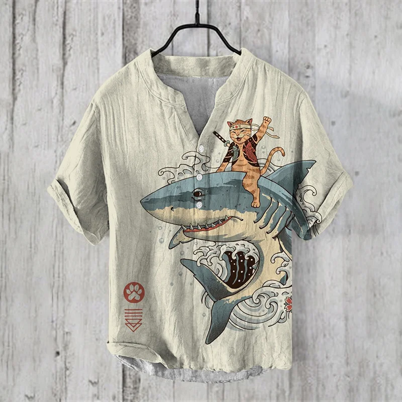 

Spring And Summer Men's And Women's Shirts Independent Station Casual Fish Pattern Hawaiian Style Printed Shirts Men's Tops