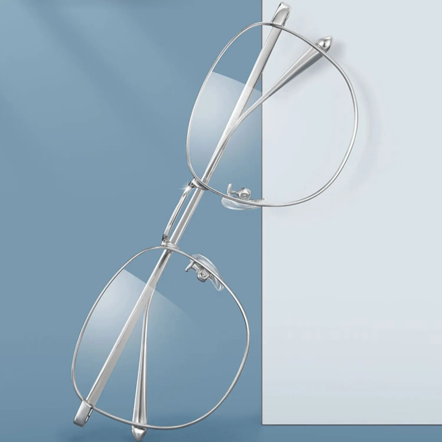 KUXA النساء الرجال النظارات الإطار التيتانيوم البيضاوي الرجعية البصرية وصفة طبية قصر النظر مد البصر خفيفة النظارات الفضة الذهب نظارات