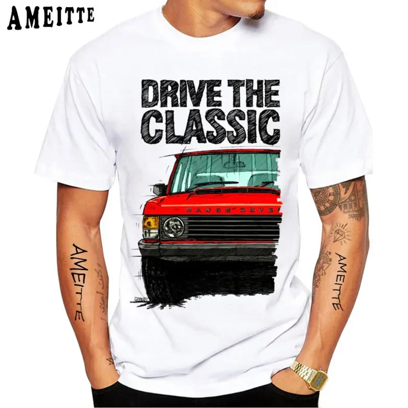 New Summer Men Short Sleeve Derive The Classic Range Rover Off-Road Racing T-shirt Harajuku Car Design White Casual Boy Tee Top