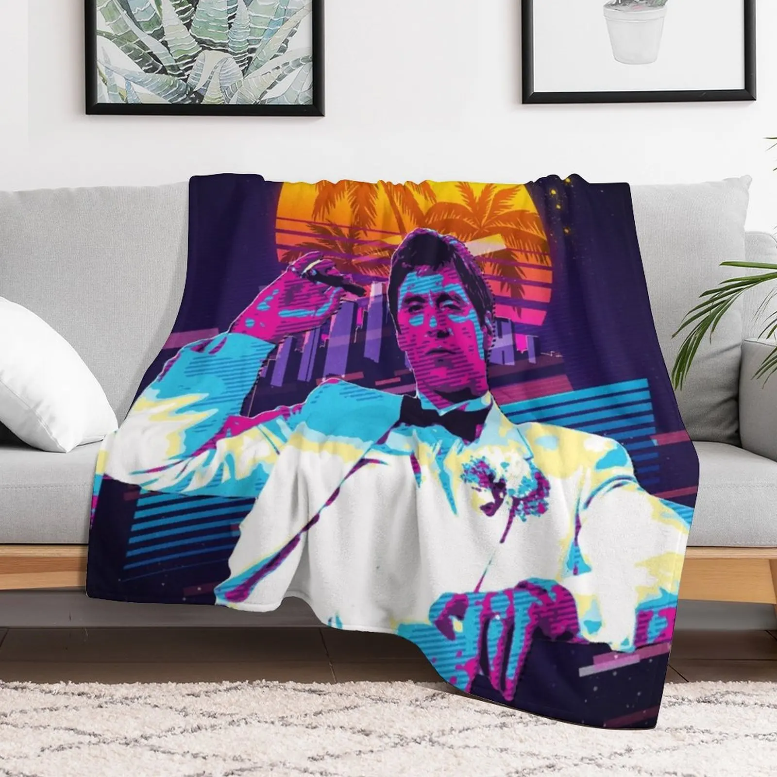 Classic Cinema Art: Scarface Movie Print Featuring Al Pacino Throw Blanket Decorative Sofa Luxury Designer Furrys Blankets