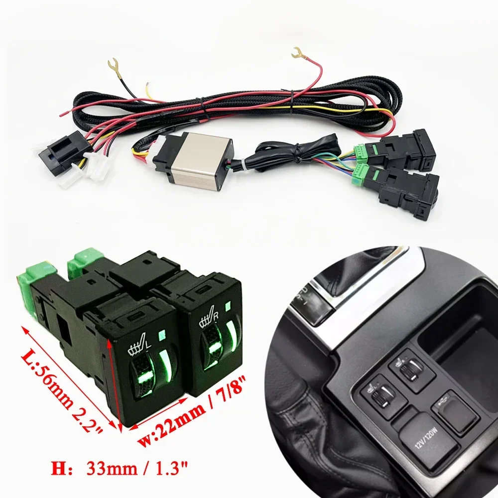 Car Seat Heater Fit 2 Seats 12V 25W Carbon Fiber Heating Pad Dual Control Switch Replace Reserved for Toyota Camry RVA4 2009-19