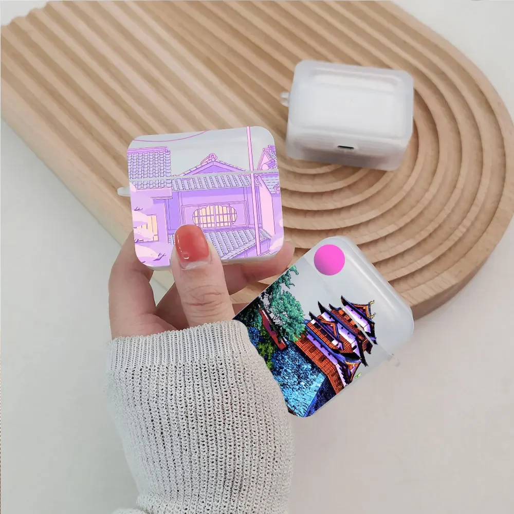 

Japanese Anime Landscape Earphone Case for Airpods 4th 3rd Pro 3 2 Shockproof Cover for Airpod 2 3 1 Protective Accessorie Shell