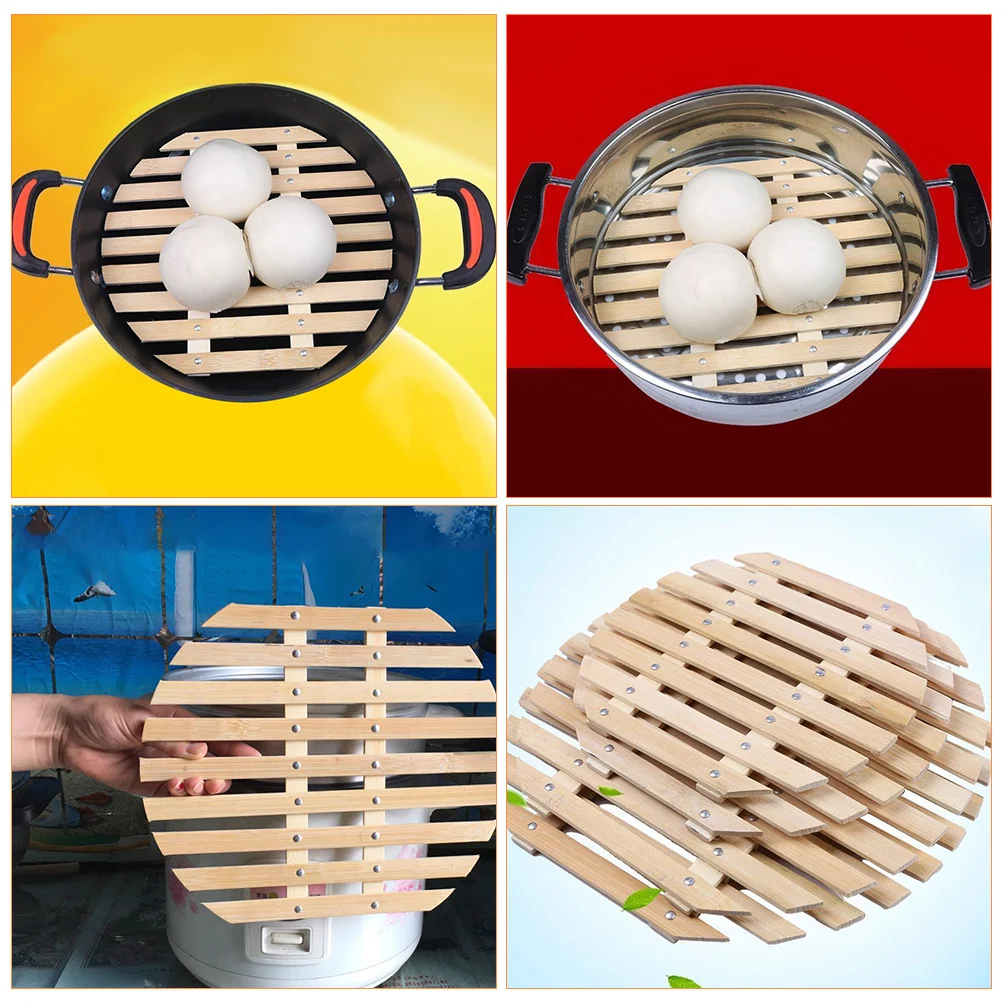 

Bamboo Steamer Rack Reusable Heat Resistant Smooth Edge Liner Mat Non Stick Woven Mesh Pot Mat for Steaming Bread Cakes