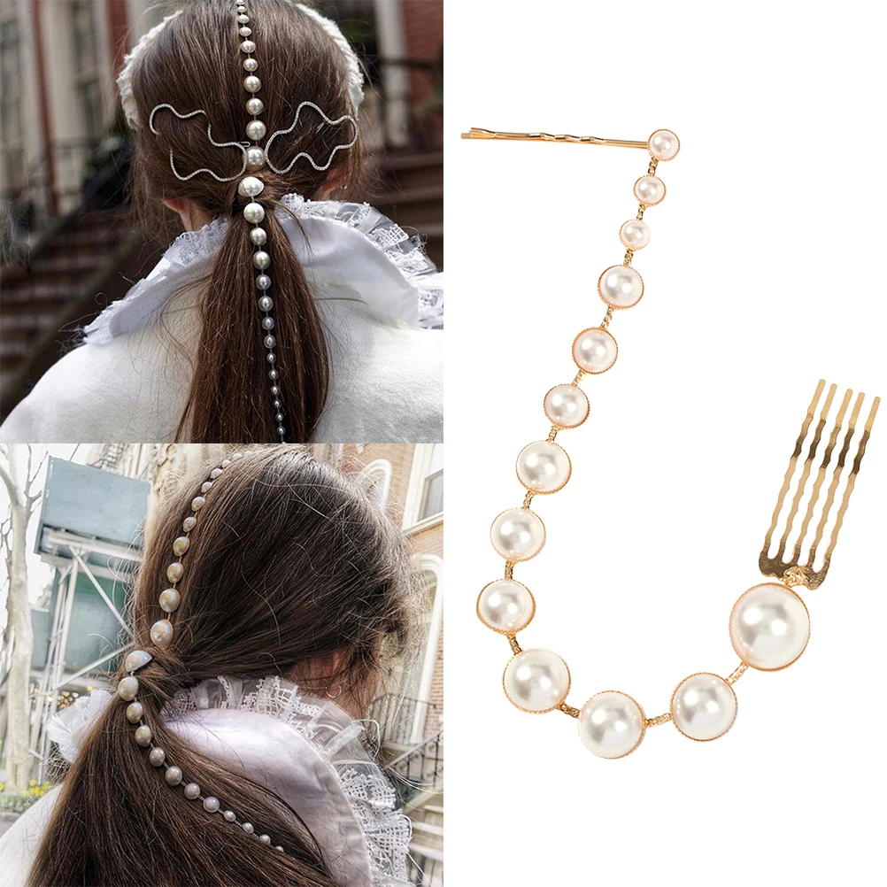 

1pc Elegant Pearl Hair Clips Tassel Decorative Pins Long Durable Hairpin Ponytail Bang Clip for Girls Daily Use Gift
