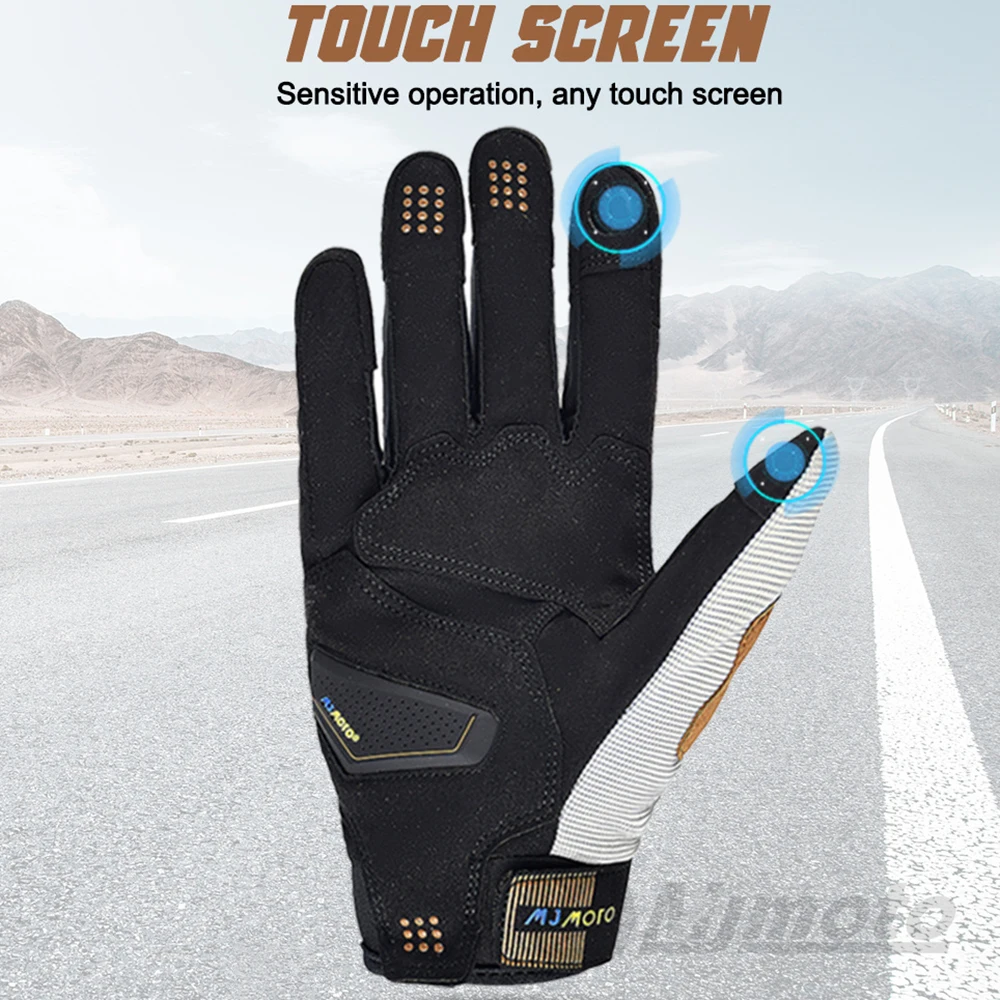 MJMOTO New Summer Windproof Motorcycle Gloves Touchscreen Motocross Gloves  Wear-resistant Non-slip Motorbike Glove Breathable