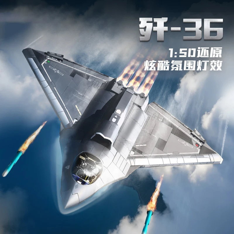 

Military Model Bricks Toys Chinese 6th Stealth Fighter J-36 Building Blocks Plane Compatible With LEGO