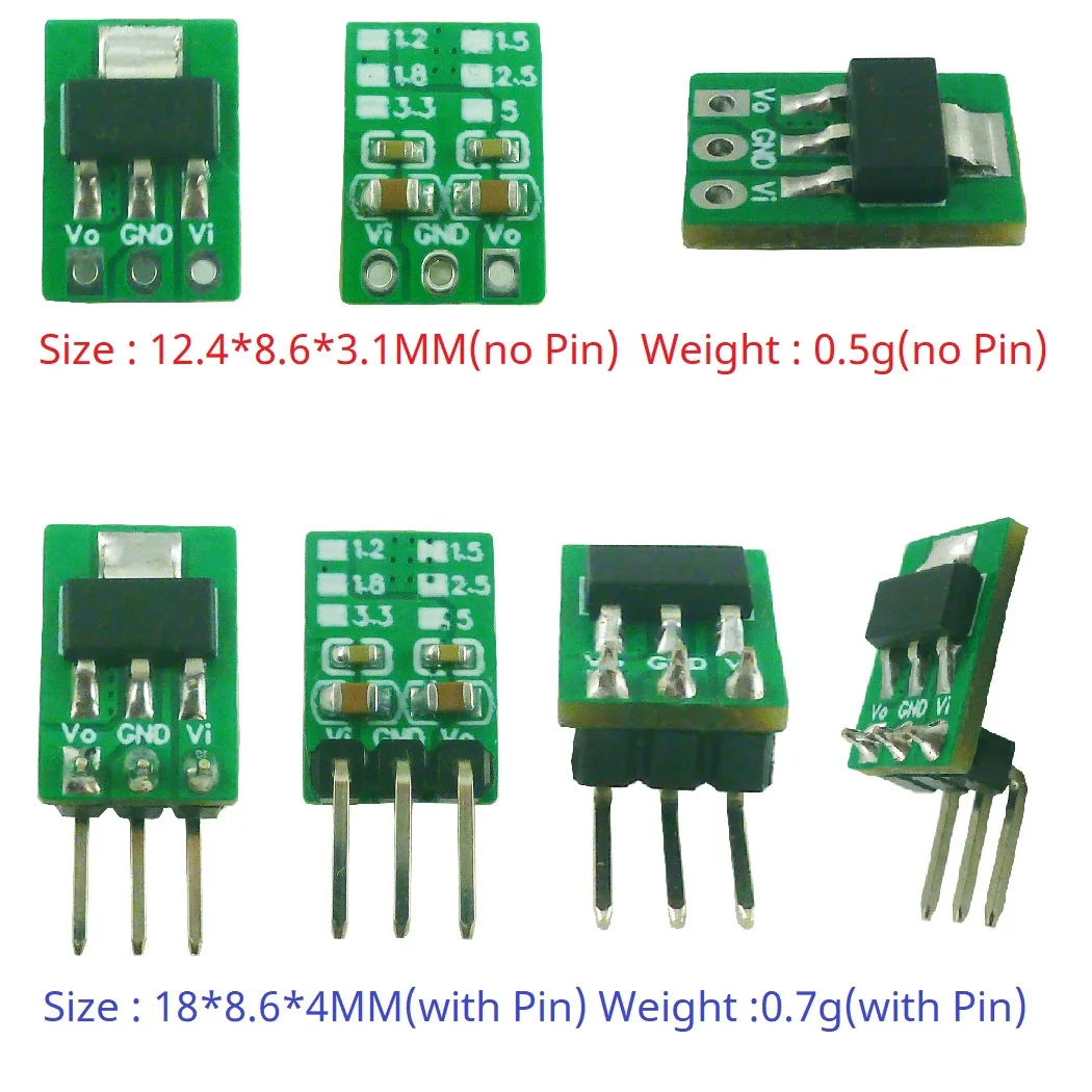 mini 1A 3.6V 4.2V-18V to 1.2V 1.8V 2.5V 3.3V 5V LDO Regulators for Li-ion Li-po LiFePO4 Solar Energy Lithium Titanate Battery