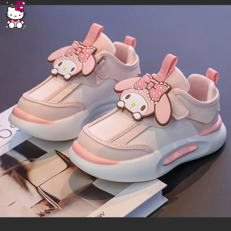 Sanrio-zapatos deportivos para niña, calzado informal antideslizante con parte inferior gruesa My Melody, zapatos individuales, moda de princesa de dibujos animados, cómodos y bonitos ﻿