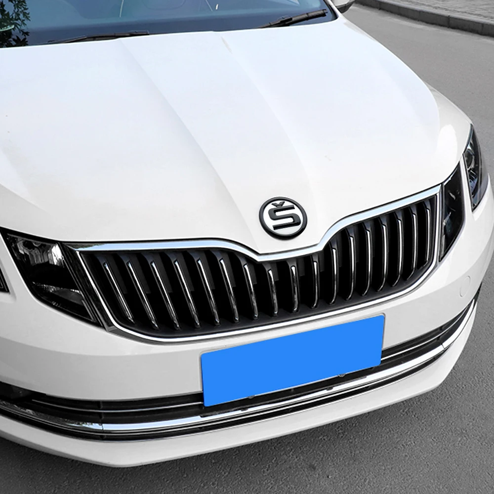 80/90/100mm Car Front Hood Logo Replacement Sticker Trunk Badge For Skoda S Logo Octavia Mk3 Fabia 2 Superb 2 Kamiq Kodiaq VRS