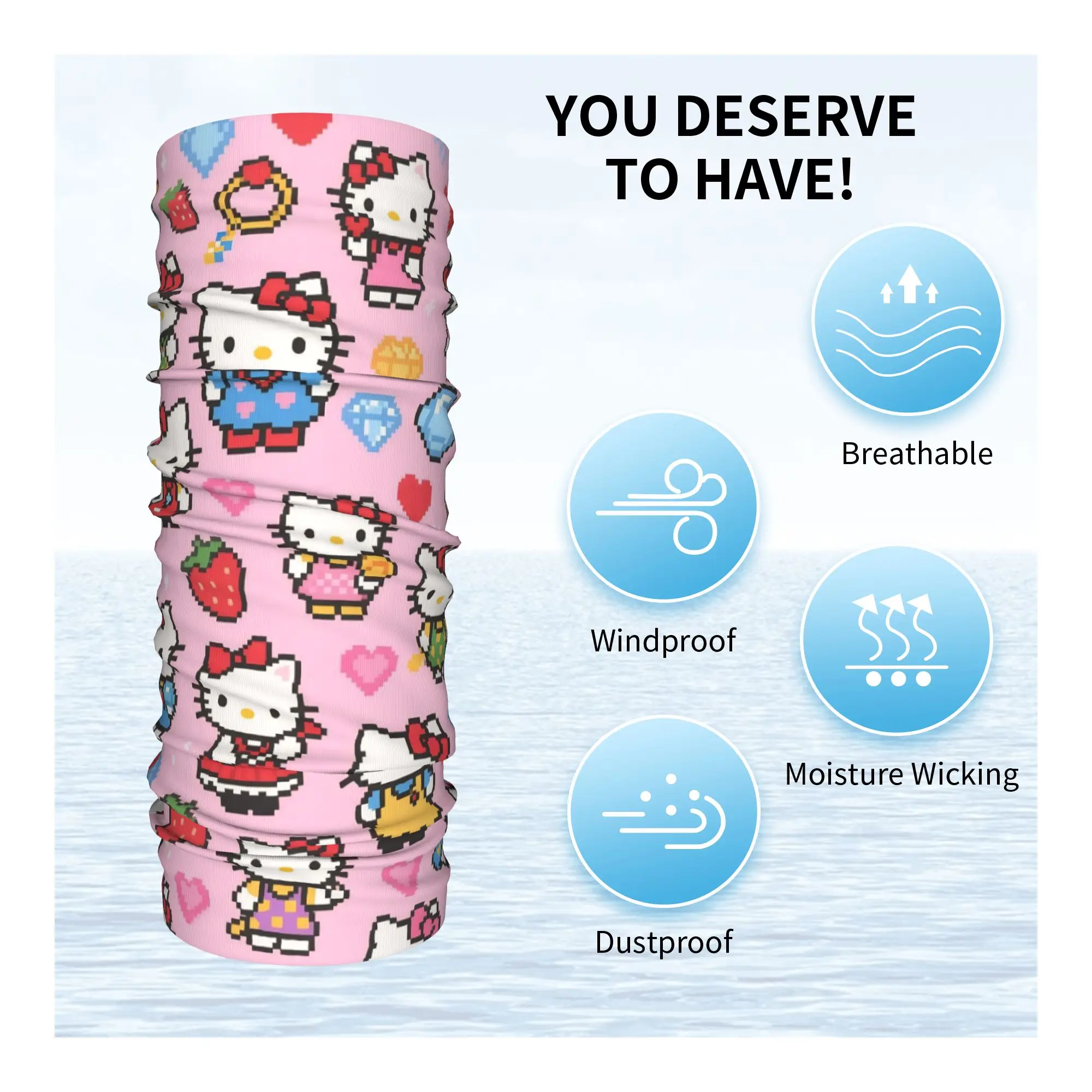 لطيف مرحبا كيتي باندانا الرقبة الجراب المطبوعة أقنعة وشاح سحري متعدد الوظائف الدراجات الصيد للجنسين الكبار يندبروف #4