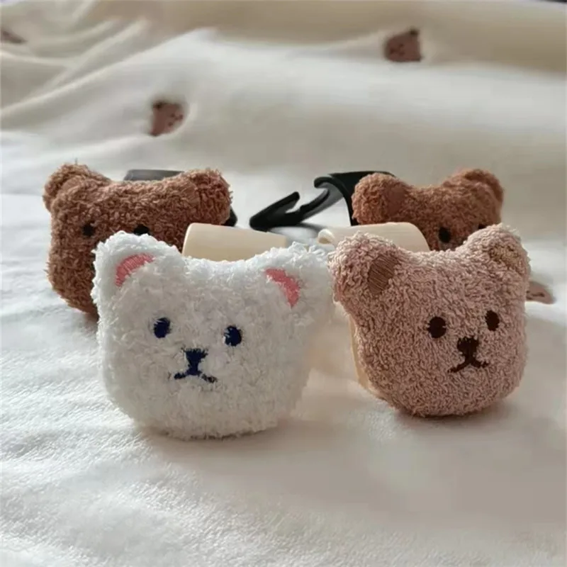 Cute Bear Head Car Hook Seat Headrest Hook Storage Hanger Plush Doll Embroidered Bear Car Seat Back Hook Baby Trolley Hook