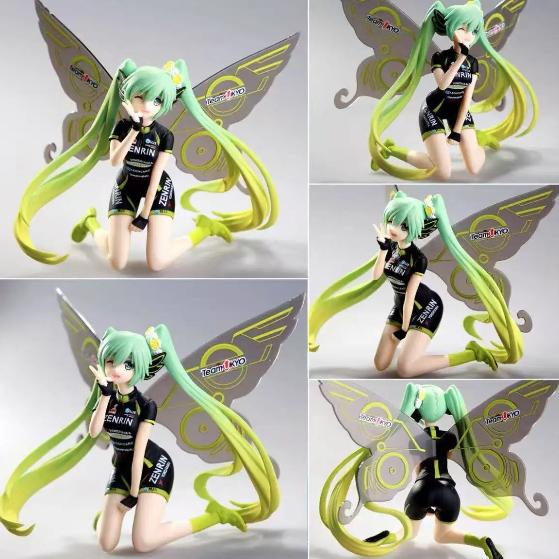Costume de course Hatsune Miku, 12cm, dessin animé Kawaii, figurine papillon assise, jouet pour fille douce, cadeau de noël, coque d'ordinateur, ornement de bureau
