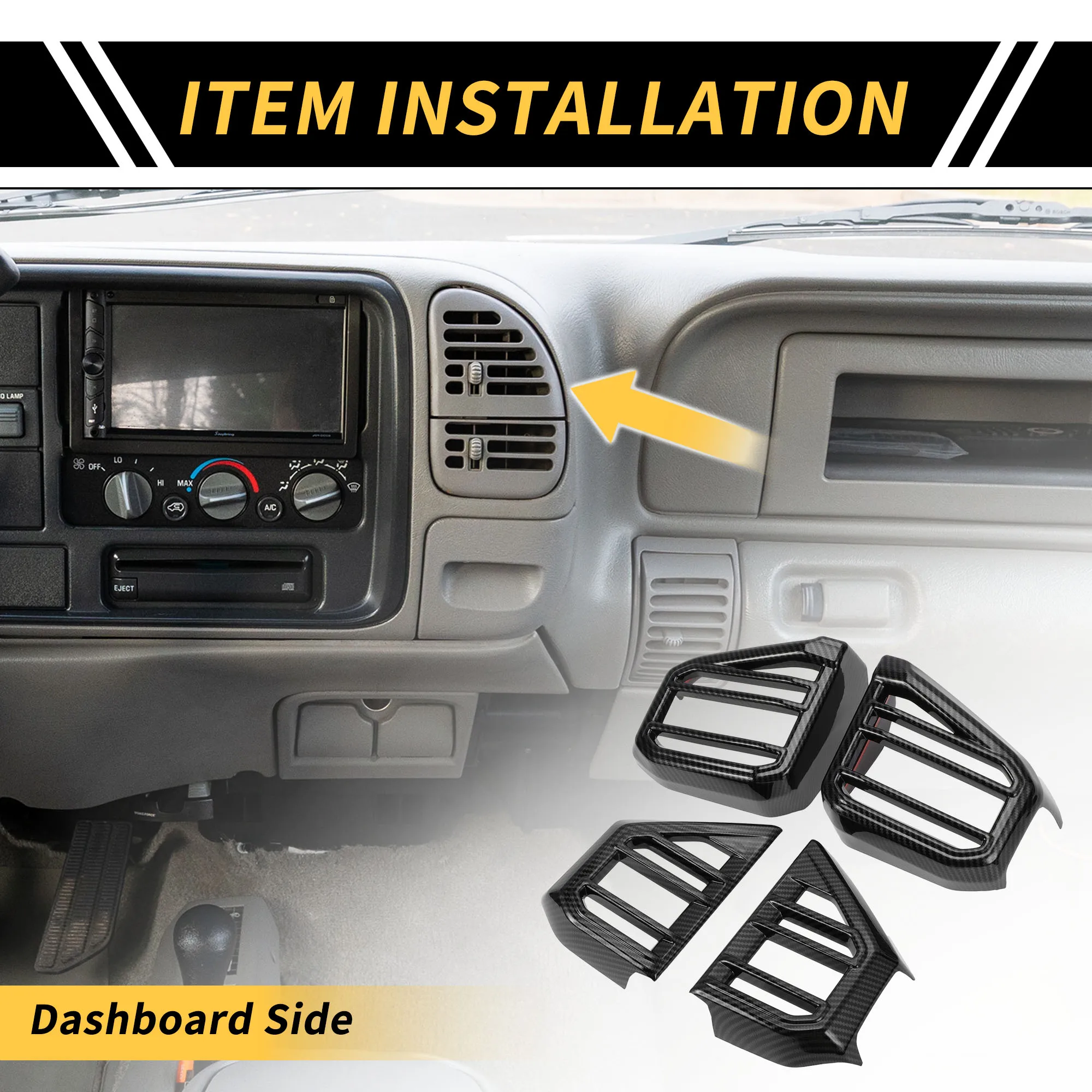 

UXCELL Carbon Fiber Pattern Air Vent AC Outlet Cover Trim Set for Toyota Tundra 22-24