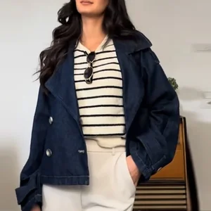 Mode Frauenknopf Denimjacke Blau Turrenhälfte Leichter Ärmel Frauen tolle High Great High Spring Street Lady Lady Outwear Outwear 8 Hauptverkäufe Frauen hellblauer Mantel - №1