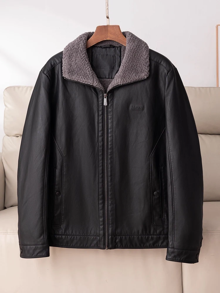 

Мужское шерстяное пальто из искусственной кожи Jaet Thi, теплое, осенне-зимнее, приталенное, повседневное, с длинными рукавами, на молнии, без капюшона