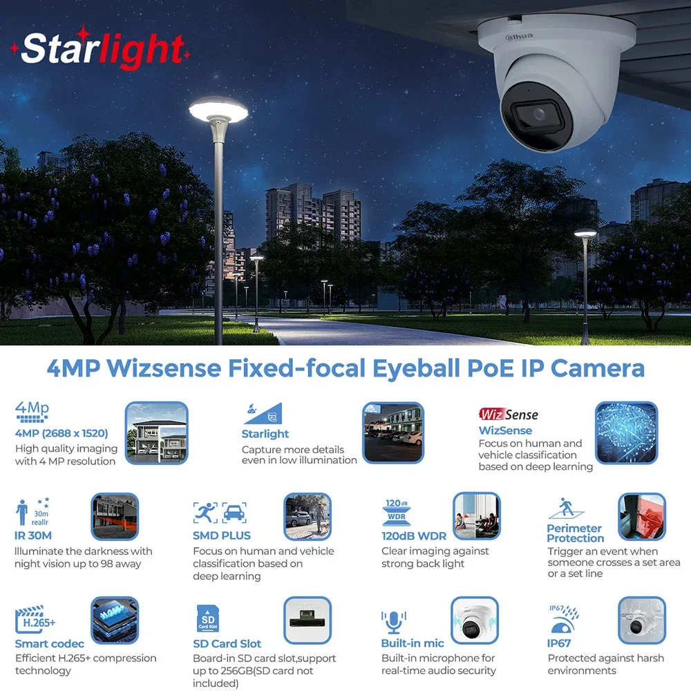 4K 4MP 8MP Wizsense cámara Ip sistema de vigilancia CCTV 8 canales 16 canales 2Sata Max 20TB SMD Plus Poe Nvr Kit sistema de cámara