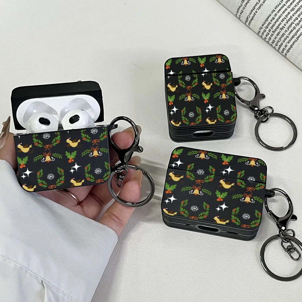 

Christmas Style Cute Bird Bell Pattern Earphone Case for AirPods Pro 2/Pro, AirPods 1/2/3/4 Stylish Shockproof Headphone Cover