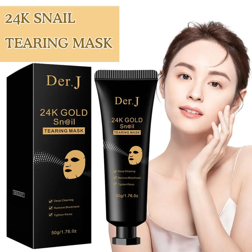 

24k Gold Snail Blackhead Remover Tearing Mask Deep Masks Skin Control Mud Deep Care Purifying Off Mask Cleaning Peel Oil L3O8