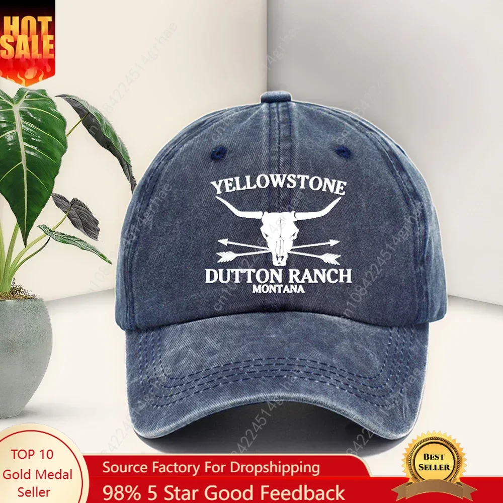 

Retro Western Cowboy Hat - YELLOWSTONE DUTTON Ranch Hard School Embroidered Cow-head Printed Baseball Cap Fashion Unisex