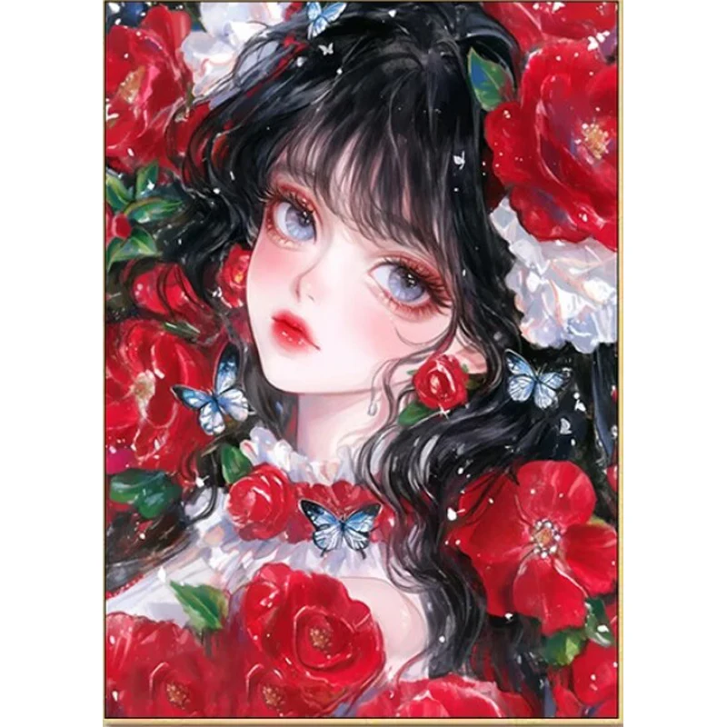 

9ct 60x80cm комплект с принтом красных цветов для девочек, вышивка крестиком, сделай сам, набор для рукоделия в китайском стиле, домашний декор, поделки с иглами