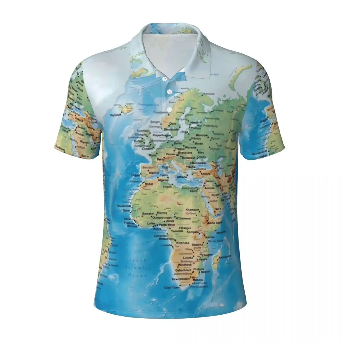 World Map Polo Shirts Men Country Map Art Casual Shirt Summer Retro Collar T-Shirts Short Sleeves Graphic Oversize Tops